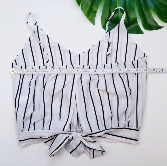 Crop Top Cami Striped Off White Adjustable Straps - Picture 5 of 8